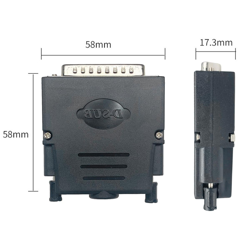 Jienk 2PCS DB25 Breakout Board Connector, RS232 D-SUB Serial Thinner 25 Pin Port Terminal Solderfree Adapter with Case Accessories (M/F) M/F