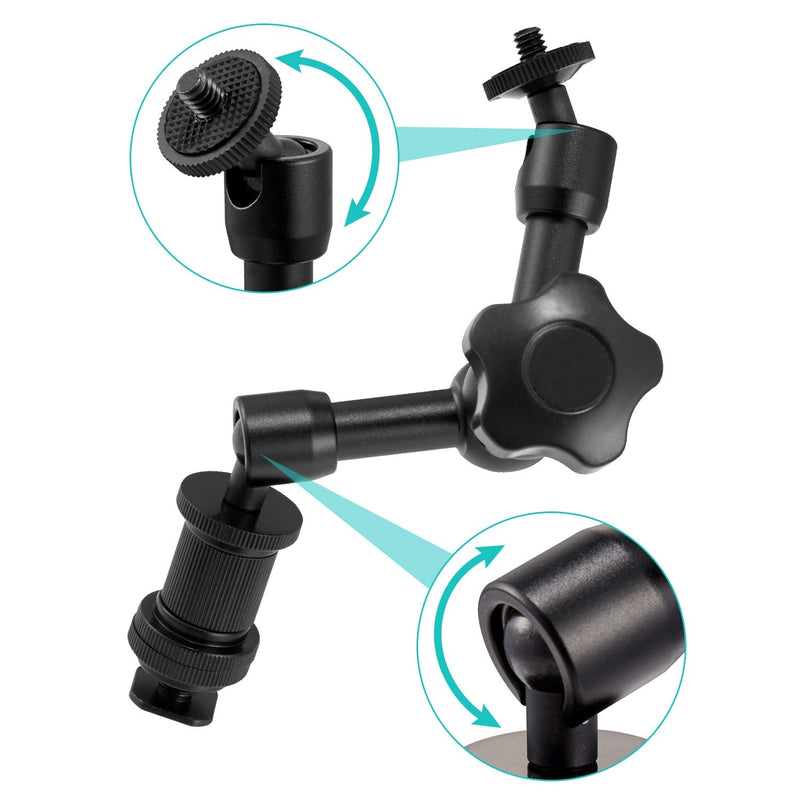 [AUSTRALIA] - WANBY 7 Inch Articulating Magic Friction Arm & Large Adjustable Super Clamp Pliers Clip with 1/4" and 3/8" Thread for DSLR Camera Rig, LCD Monitor, LED Flash Lights (7'Arm & Clip) 7'Arm & Clip 