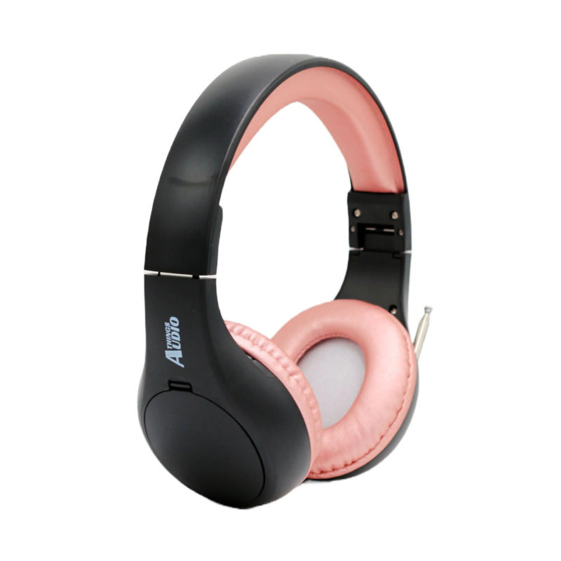 [AUSTRALIA] - Things Audio Portable Personal FM Radio Headphones Pull-Out Antenna for Great Reception, Walking, Jogging, Relaxing, School, Talk Radio - Powered by 2AA Batteries (Not Included) (Black & Rose Gold) Black & Rose Gold 