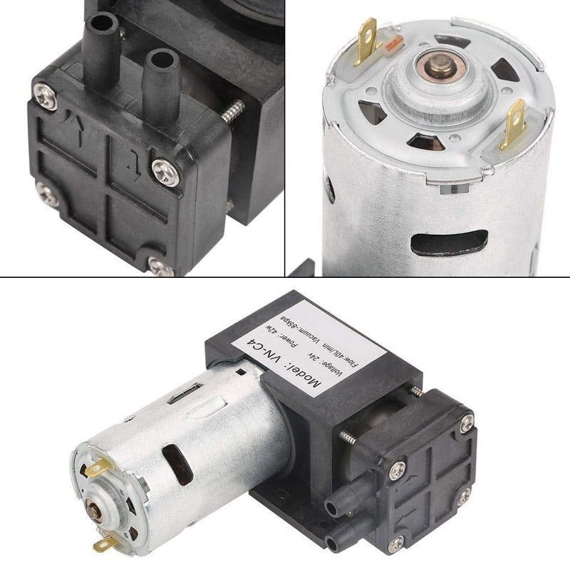 DC 24V Vacuum Pump Mini Vacuum Pump Water Air Gas Vacuum Pump -85KPa Flow 40L/min Oil-Less Vacuum Pump, Mini Air Pump Motor