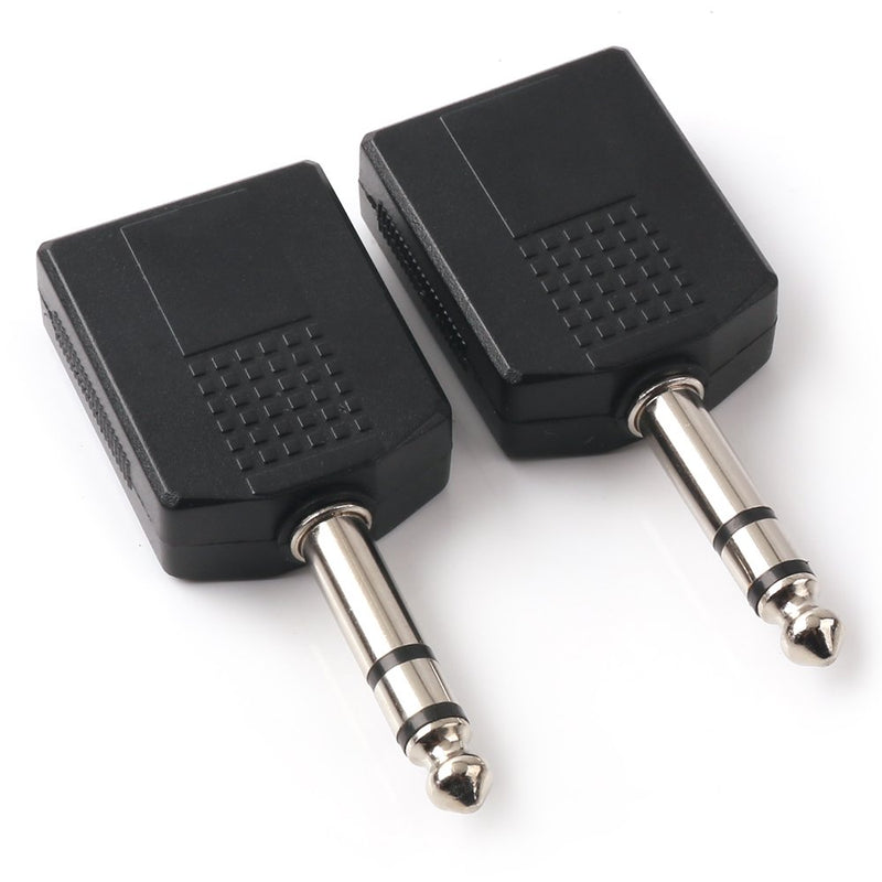 NANYI 6.35mm (1/4 Inch) Male TRS to Two 6.35mm (1/4 Inch) Female Audio Heads, 6.5mm One-Two Stereo Interconnect Audio Adapter, 2Pack (6.35mm M-2x6.35mm F-TRS) 6.35mm M-2x6.35mm F-TRS