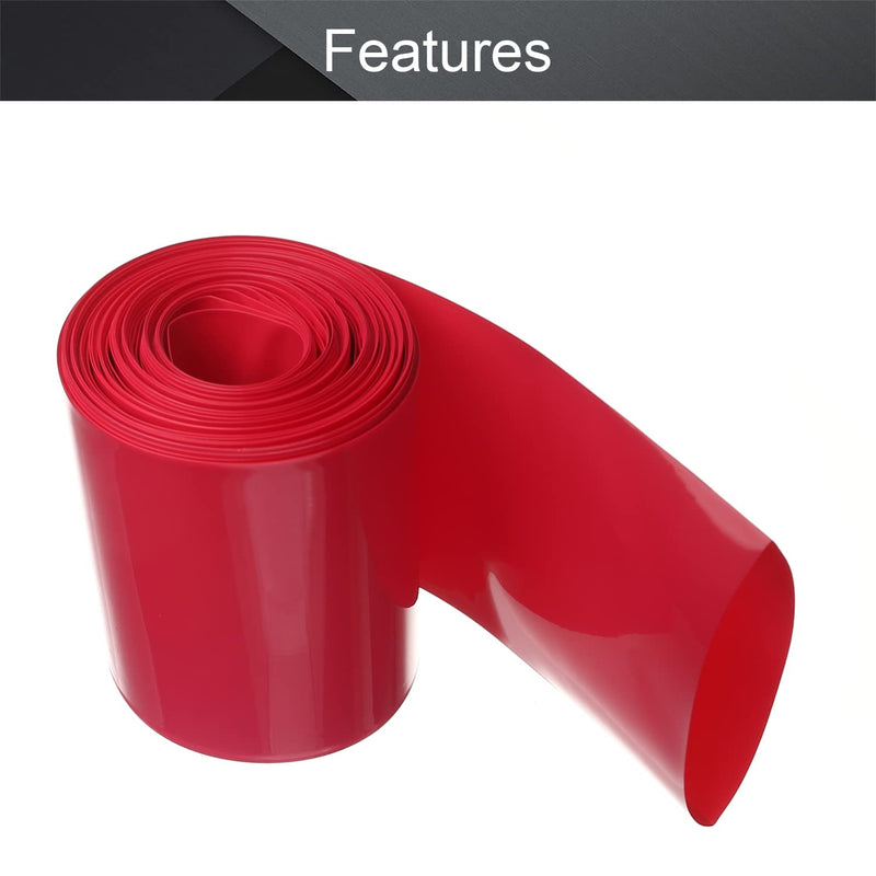 [AUSTRALIA] - Othmro 1Pcs 32.8Ft Battery Heat Shrink Tubing Kit, 3.35inch Flattening Width Insulation PVC Heat Shrink Tube, Shrink Wrap Tubing Industrial Tubing for 18650 4 Section Power Red Flattening width:85mm ,length:10m 