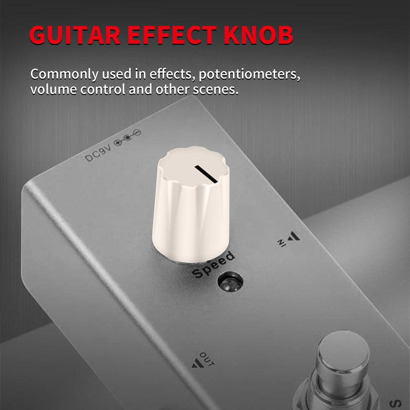 DaierTek 10Pcs Guitar Effect Knob Volume Control Knob Plastic 1900 Davies Style Knob Metal Insert with Set Screw for Guitar Pedal Effect Cream