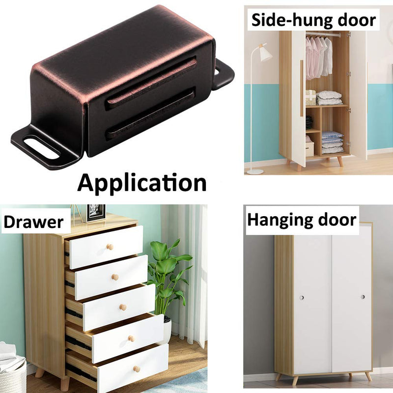 [AUSTRALIA] - Magnetic Door Catch, Heavy Duty Latch for Cabinets Shutter Closet Furniture Door, Stainless Steel Cabinet Catch, Oil Rubbed Bronze (6 Pack) 6 Pieces 