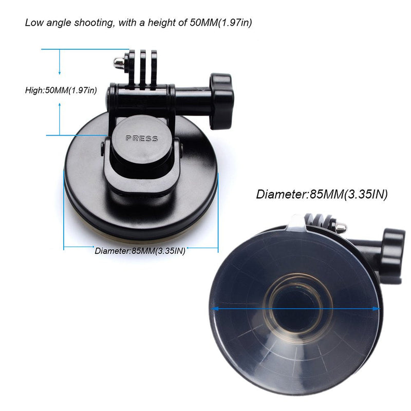 Suptig Suction Cup Mount Compatible for Gopro Hero 10 Hero 9 Hero 8 Hero 7 Hero 6 Hero 5 Hero 4 Hero 3+ Hero 3 Hero 2 Gopro Max Hero+ Hero Session and Other Action Cameras (Black)