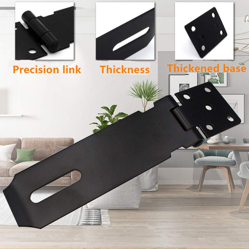 Door Hasp Padlock Latch Stainless Steel Safety Clasp Hasp Lock Latch Matte Black Finish 2 Pack (5inch) 5inch