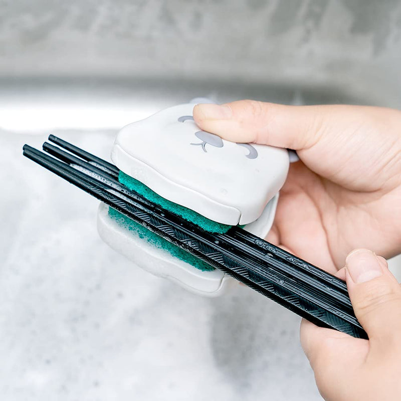 CQT BladeBrush Knife and Cutlery Cleaner Brush Bristle Scrub Kitchen Washing Non-Slip ,B002-1 Changeable Scrub Head and Scouring Pad (White) White