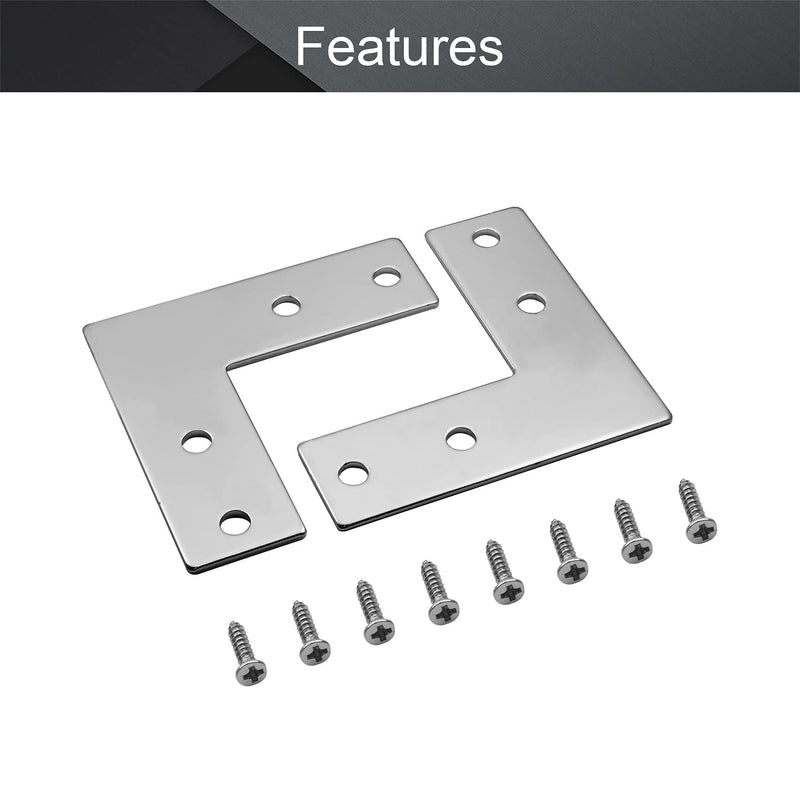 MroMax 4PCS L-Shaped Right Angle Bracket (L x W) Carbon Steel Right Angle Bracket Fastener Silver