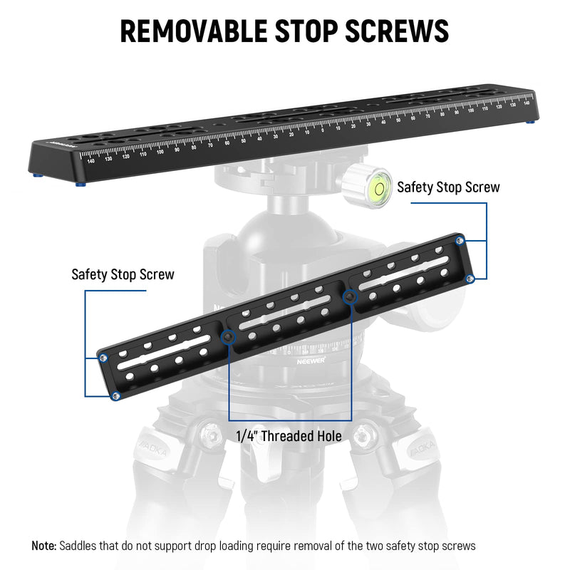 NEEWER 11.8"/300mm Rail Bar Vixen Style Dovetail Plate, Metal Mounting Plate Saddle with M6 1/4" 3/8" Camera Screw for Telescope Mount Adapter OTA Equatorial Tripod Sky Astrophotography, QR007