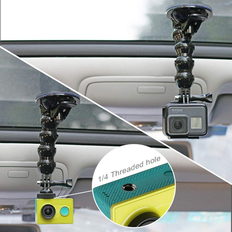 [AUSTRALIA] - Flexible Gooseneck Extension Suction Cup Car Mount Holder with Phone Holder for Gopro Hero 10 Black,Hero 9/8/7/6/5 Black,4 Session,4 Silver,3+,iPhone,Samsung Galaxy,Google Pixel and More 