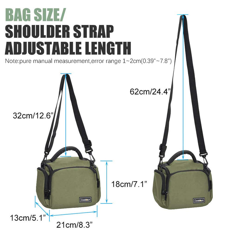 [AUSTRALIA] - Cwatcun Camera Case Bag Single Shoulder Crossbody Compact Camera Bag Case Compatible for Canon Nikon Sony SLR DSLR Mirrorless Cameras and Lenses Waterproof Green 1.0 GREEN S 