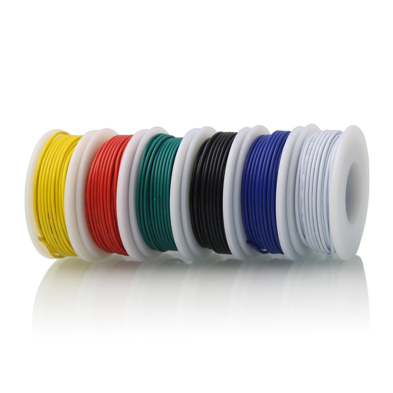CBAZY Hook up Wire Kit (Stranded Wire Kit) 24 Gauge 6 Colors 32.8 feet Each Electrical Wire 24 AWG PVC Wire 24AWG D-(red+blue+green+yellow+white+black)
