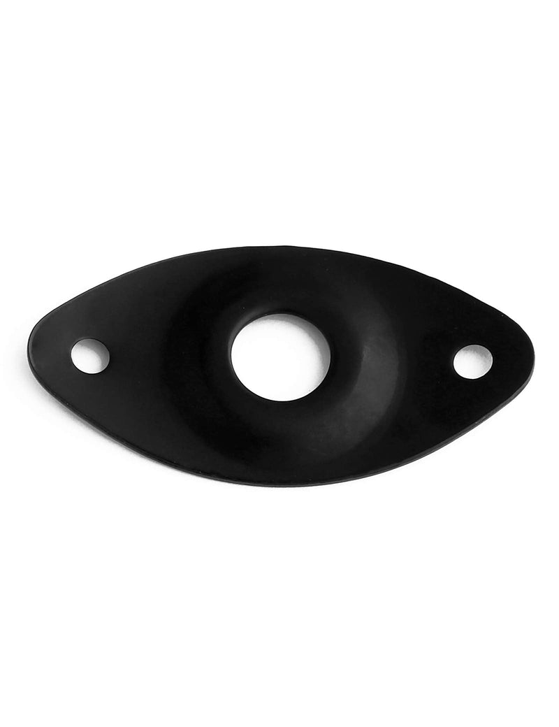 Holmer Guitar Jack Socket Plate Curved Recessed Oval Football Style Output Jack Plate Compatible with Les Paul Ibanez Jackson Guitar or Bass Parts with Screws Black.