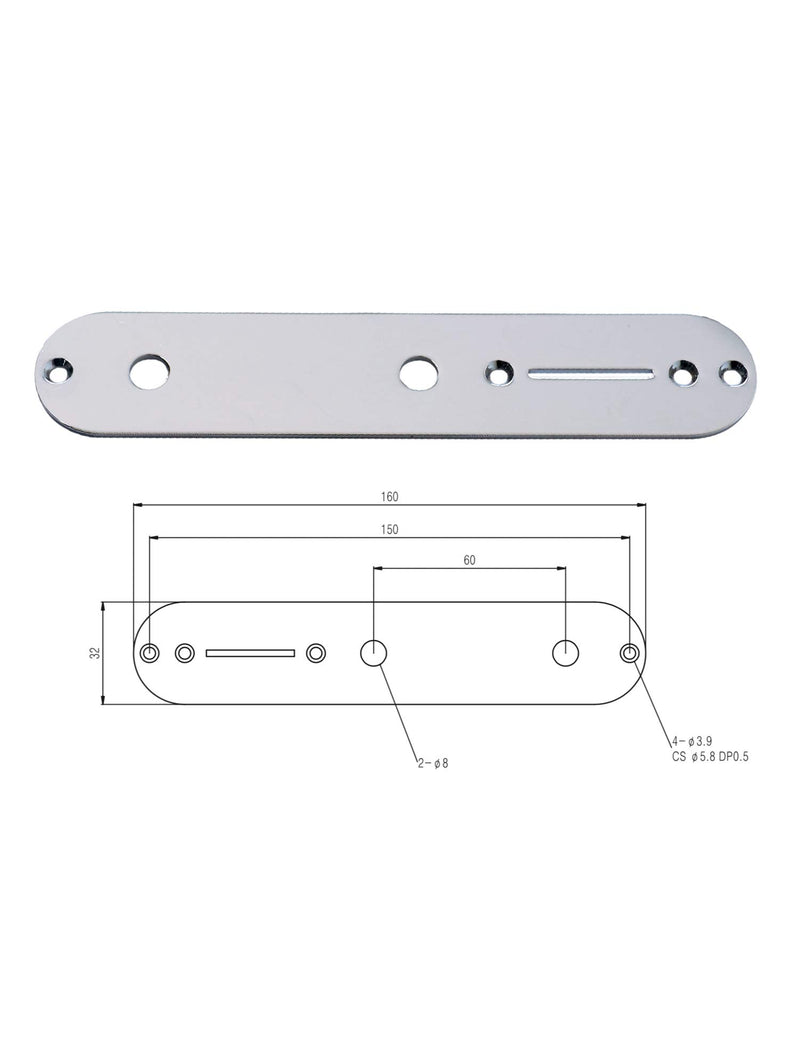 Metallor Control Plate Mounting Plate Chrome Compatible with Tele Telecaster Style Electric Guitar Parts Replacement.