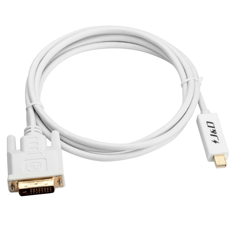 J&D Tech Mini DisplayPort (Thunderbolt Port) to DVI Cable Adapter (White, 6 Feet)