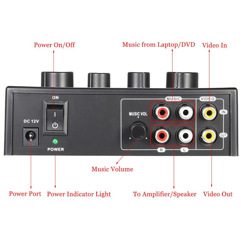 Btuty Karaoke Sound Mixer Dual Mic Inputs With Cable N-1 Black Color