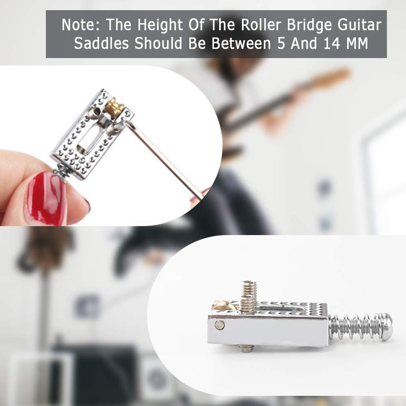 6 Pcs Electric Guitar Bridge Saddles, Guitar Tremolo Bridge Saddles with 2 Wrench for Electric Guitar and Electric Bass