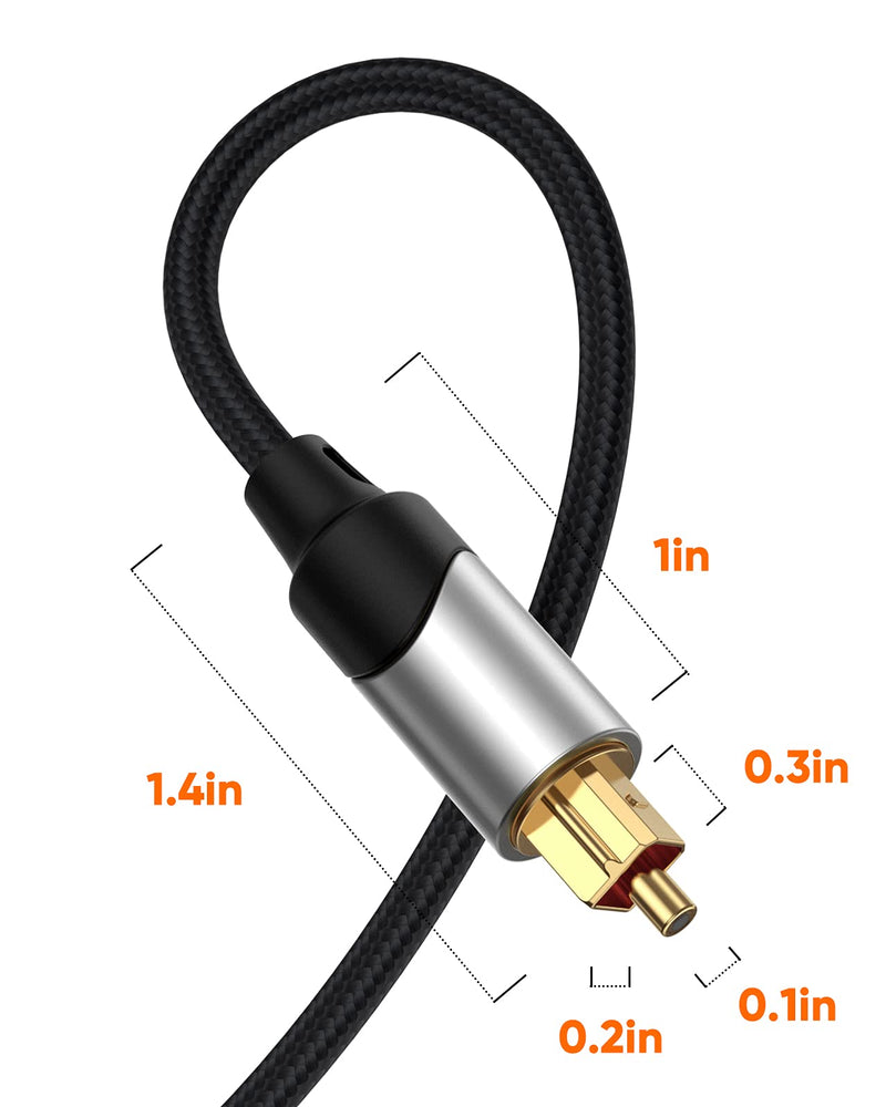 CableCreation Digital Optical Audio Cable 6FT, Toslink Cable with Nylon Braided Fiber Optic Cord for Home Theater, Sound Bar, TV, PS4, Playstation, Xbox, VD/CD & More 6Feet Black & Silver