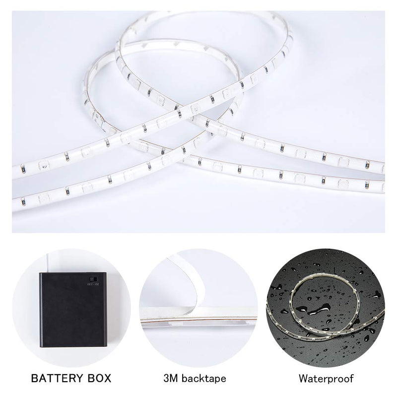 [AUSTRALIA] - DANCRA LED Strip Light Battery Powered R,G,B Color Changing Flexible LED Strip with 3-Key Controller Underglow Light for Skateboard, Scooter, Longboard, Party, Kids Room Decor（2×2.62ft） R+g+b Battery Powered 