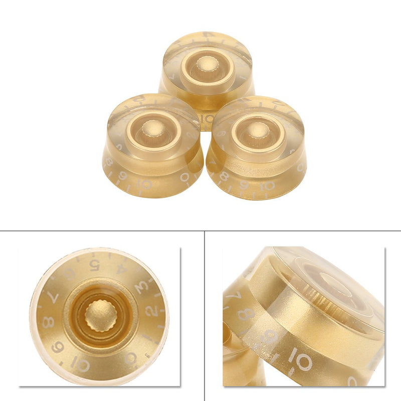 Dilwe 4pcs Electric Guitar Knobs, Guitar Tone Speed Volume Control Knobs Replacement Accessory for Les Paul LP Electric Guitar Gold