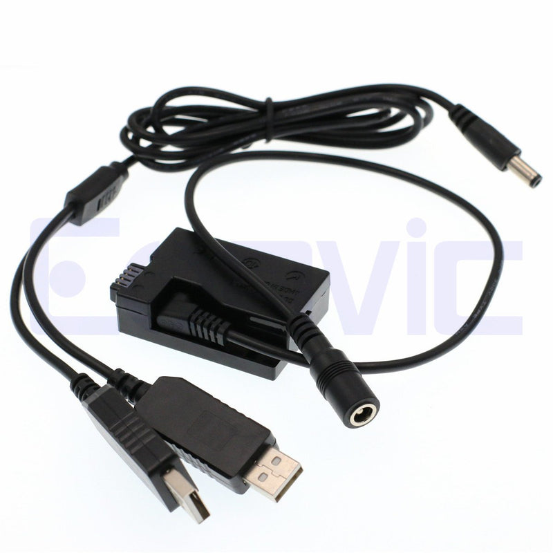 Eonvic DR-E8 DC Coupler LP-E8 Replace Dummy Batter Dual USB Power Cable for Canon 700D Rebel EOS T2i 550D