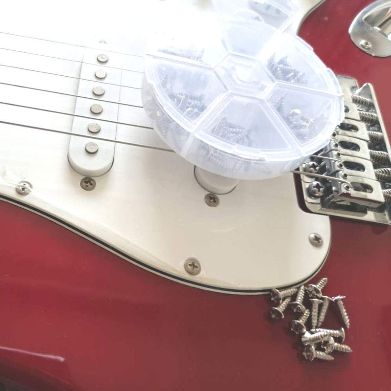 HENGYEE Guitar Screw Kit Assortment with Custom Acrylic Storage Box for Electric Guitar Bridge,Pickup Ring, Pickguard, Tuner 146pcs