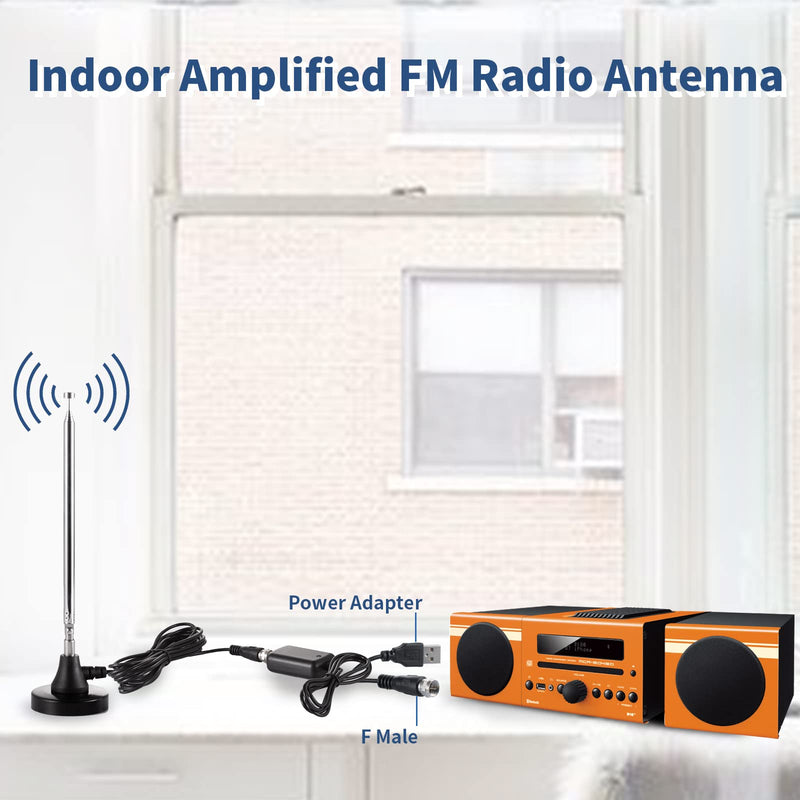 Strong Magnetic Base FM Radio Telecopic Antenna with Amplified for Yamaha Pioneer Onkyo etc Bose Wave Music System FM Radio Bluetooth Home Stereo Receiver AV Audio Video Home Theater Tuner, Eifagur