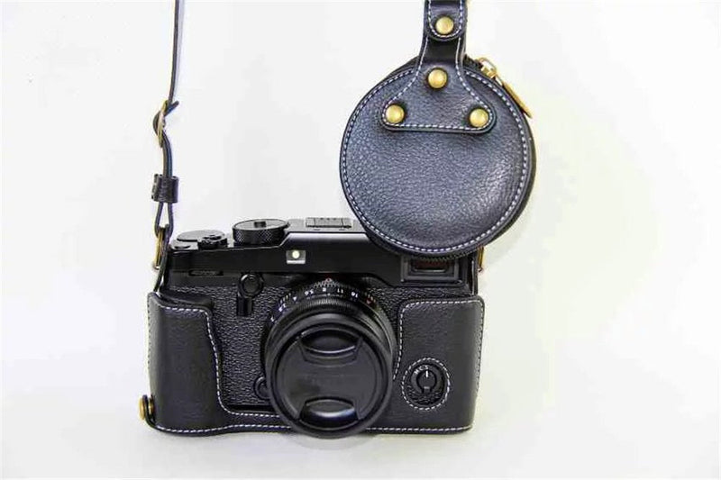 X-Pro2 X-Pro 3 Case, BolinuUS Genuine Real Leather Camera Case Bag Cover for Fuji X-Pro2 Fujifilm X Pro2 X-Pro3 XPro3 with XF35mm Lens Bottom Opening Version + Neck Strap + Mini Storage Bag Black