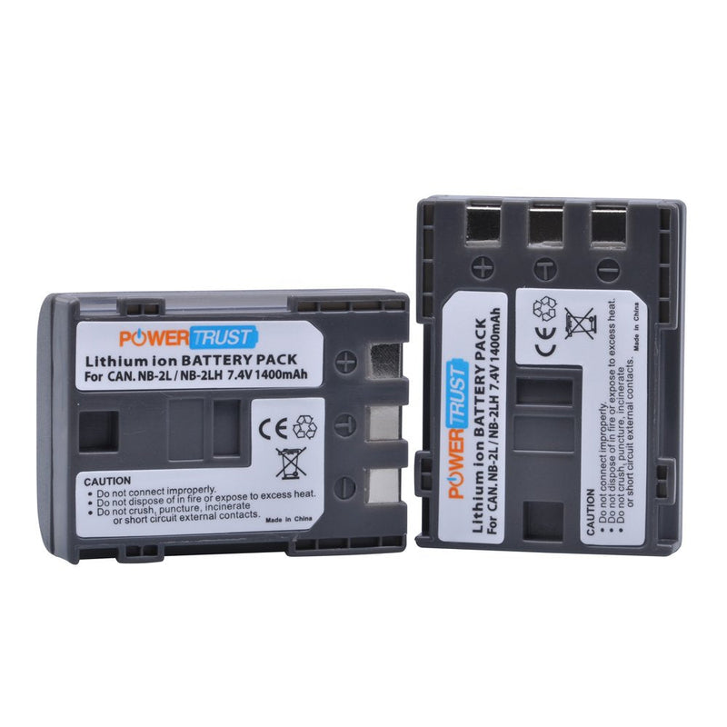 PowerTrust 3-Pack NB-2L NB-2LH Battery and NB2L Dual USB Charger for Canon DC301, DC310, DC320, DC330, DC410, DC420, Elura 40, 50, 60, 65, 70, 80, 85, 90, EOS 350D, 400D, Digital Rebel XT, XTi Camera