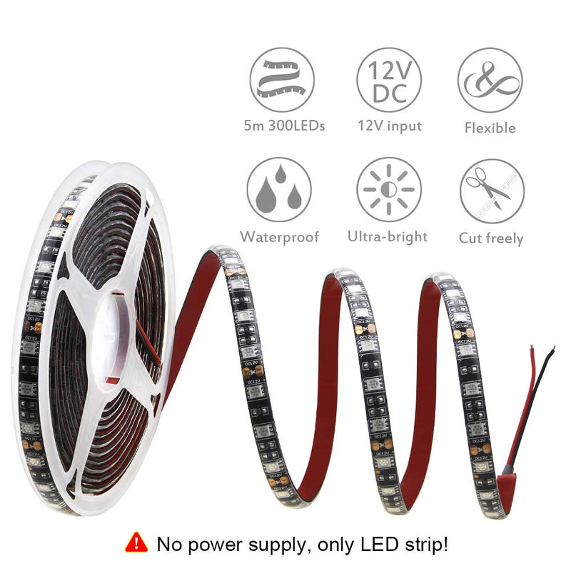 [AUSTRALIA] - ALITOVE Orange LED Strip Lights 16.4ft 5050 SMD Black PCB 5M 300 LEDs Waterproof IP65 12V DC for Home Hotels Clubs Shopping malls Cars Lighting Orange-bk 