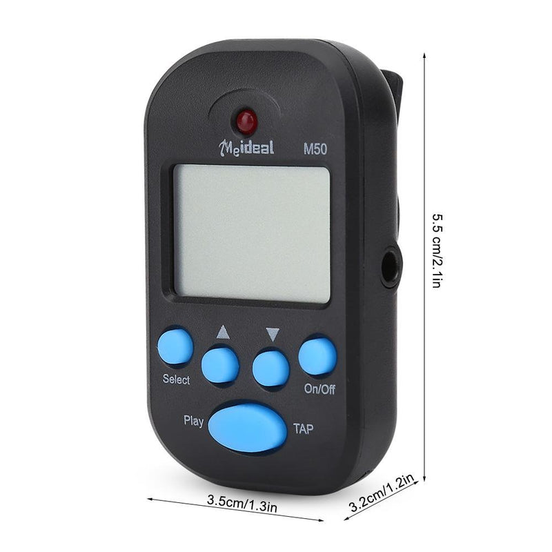 Portable Mini Metronome Multi-Functional Clip-On Digital Beat Tempo Metronome for Piano, Violin, Guitar, Trap Drum Black