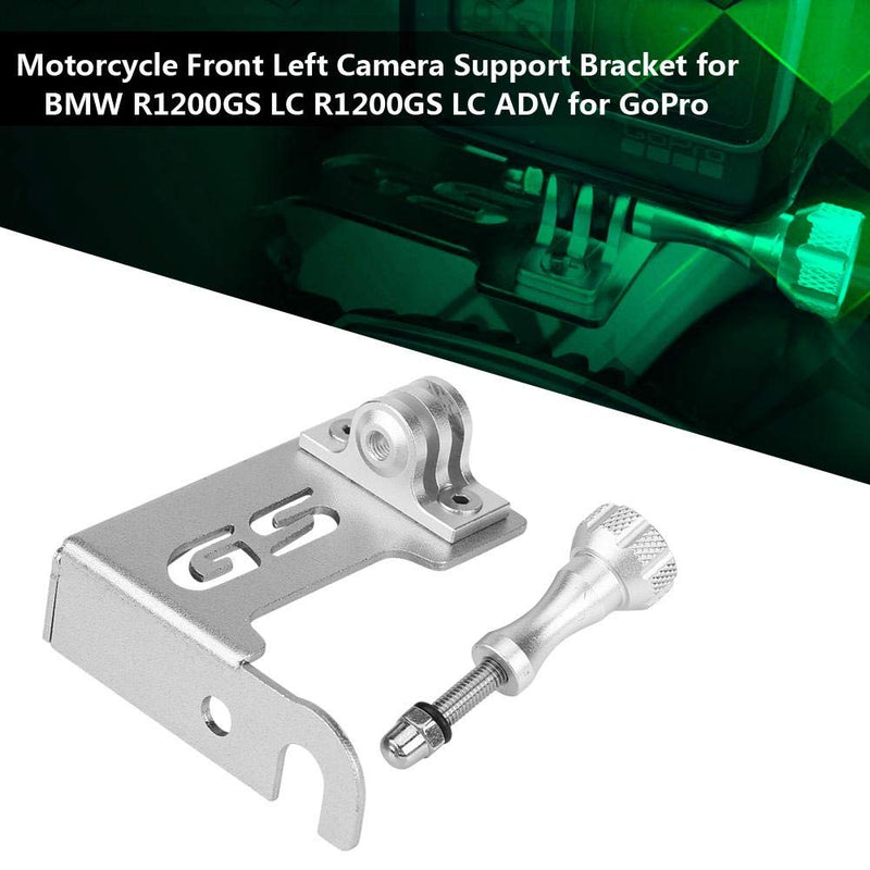 Motorcycle Front Left Camera Support Bracket Go Pro Side Camera Bracket Stand for R1200gs Lc R1200gs Lc Adv(Silver) Silver