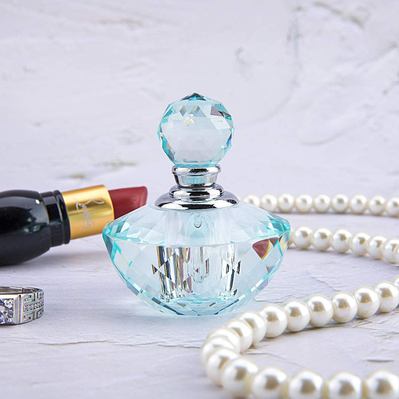 H&D HYALINE & DORA Vintage Light Green Crystal Empty Refillable Mini Perfume Bottle 4ML