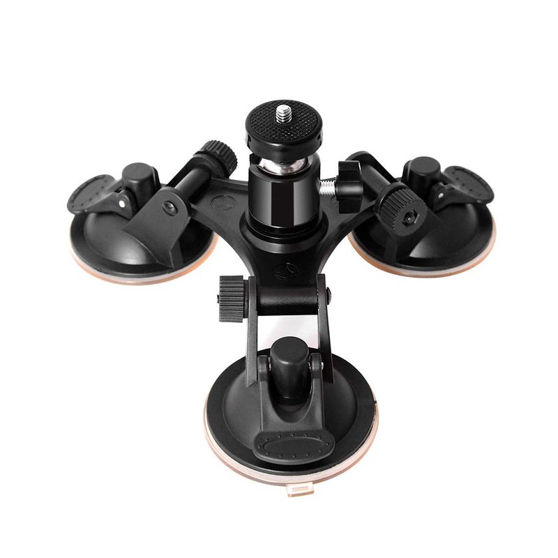 Triple Cup DSLR Camera Suction Mount w/Ball Head Compatible with Nikon Canon Sony DSLR/Camcorder + GoPro Hero 10 9 8 7 6 5 Sony Garmin Xiaomi Yi SJCAM Suction Cup Mount Car Mount Holder Window Mount