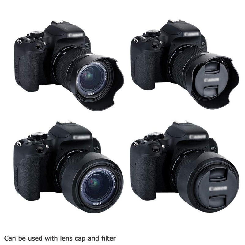 18-55mm Lens Hood Shade for Canon EF-S 18-55mm f/3.5-5.6 is STM & EF-S 18-55mm f/4-5.6 is STM Lens Replaces Canon EW-63C Hood for T8i T7i T6i T5i SL3 SL2 SL1 90D 80D 77D 70D Reversible Design -Black Black
