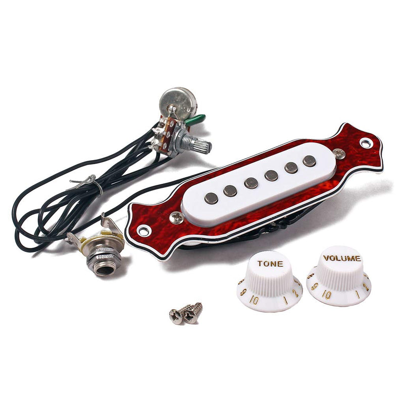 Alnicov Red Chelonian Shell Sound Hole Magnetic Pickup with Tone Volume Knobs for 6 String Folk Acoustic or Electric Guitar