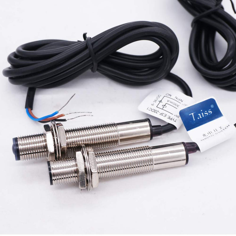 [AUSTRALIA] - Taiss/1 Pair photoelectric Switch 0-20M Through-Beam Reflection Optical Photoelectric Beam Sensor NPN NO photoelectric Sensor Switch 6-36V Proximity Switch with Infrared Ray Beam E3F-20DNL-Z-12MM 