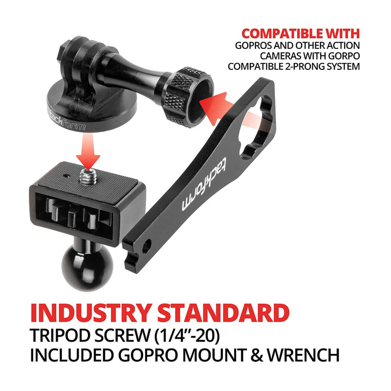 TACKFORM Action Camera Mount Compatible with GoPro with 3.5" Arm and AMPS Mounting Base | 20mm Ball and Socket Joints
