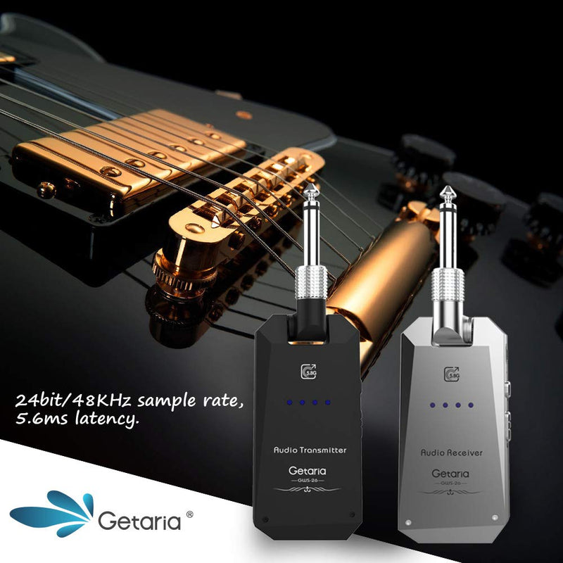 [AUSTRALIA] - Getaria 5.8GHz Wireless Guitar System Wireless Guitar Transmitter Receiver Set 4 Channels for Electric Guitar Bass 