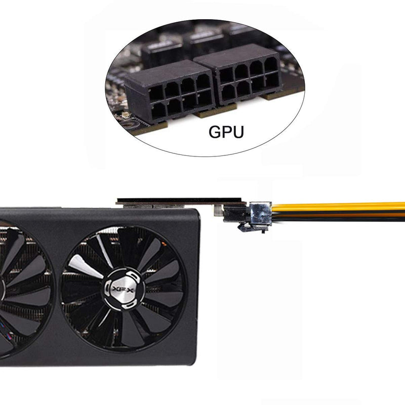 chenyang CY Dual ATX 8Pin Female to 6+8pin Male 180 Degree Angled Adapter for Graphics Card GPU 90 Degree Dual 8P
