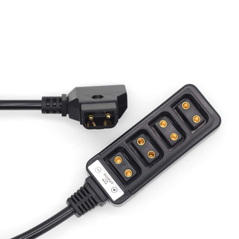 SZJELEN D-tap 4-Port Female P-tap Splitter Coiled Adapter Cable for Photography Power/Anton Bauer V-Mount Battery (Spring Line) Spring Line