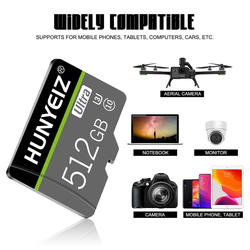512GB Micro SD Card Memory Card Class 10 High Speed Flash Card with Adapter for Android Phones/PC/Computer/Camera