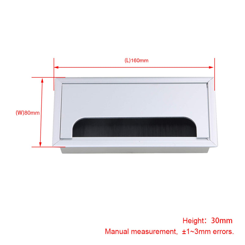RDEXP 16x8x3cm Silver Aluminum Alloy Table Desk Rectangle Wire Cable Grommet Hole Cover Outlet Port Set of 2