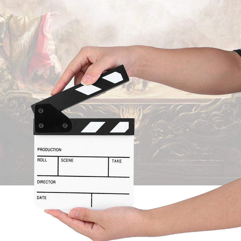Movie Film Clap Board,Mini Durable Acrylic Director Scene Clapperboard Clapboard with Magnet Inside,Pen,for Shoot Prop/Advertisement/Home Decoration/Cosplay/Background