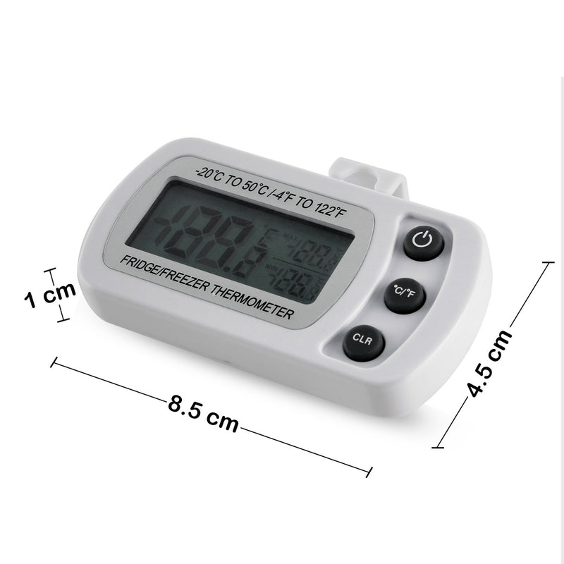 Refrigerator Fridge Thermometer Digital Freezer Room Thermometer Waterproof, Max/Min Record Function with Large LCD Display (General, White, 2)