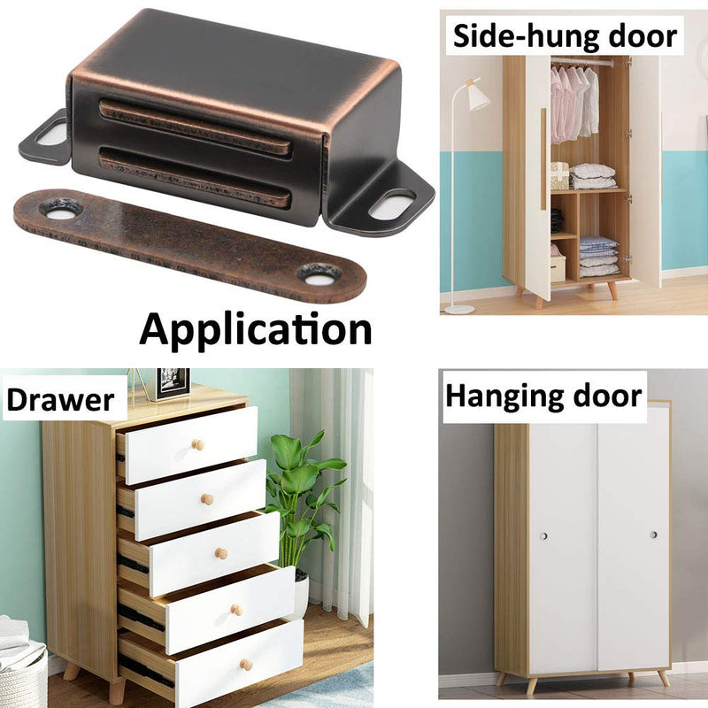 20 lbs Magnetic Door Catch, Heavy Duty Latch for Cabinets Shutter Closet Furniture Door, Stainless Steel Cabinet Catch, Oil Rubbed Bronze (4 Pack) 4pcs