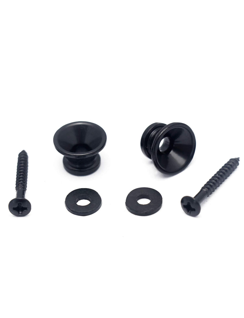 [AUSTRALIA] - Metallor Guitar Strap Locks and Buttons End Pins with Mounting Screws and Washers for Electric Guitar Bass Acoustic Guitar Ukulele Mandolin. (Black) Black 