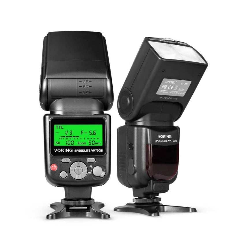 VOKING VK750III Remote TTL Camera Flash Speedlite with LCD Display Compatible with Nikon D3400 D3300 D3200 D5600 D850 D750 D7200 D5300 D5500 D500 D7100 D3100 and Other DSLR Cameras