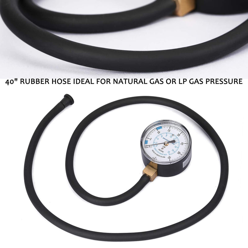 [AUSTRALIA] - MEASUREMAN Natural Gas or LP Gas Manifold Pressure Test Kit, 0-35"W.C, 1/4"NPT, 40" Length Hose 0-35inH2O Pressure Test Kit 