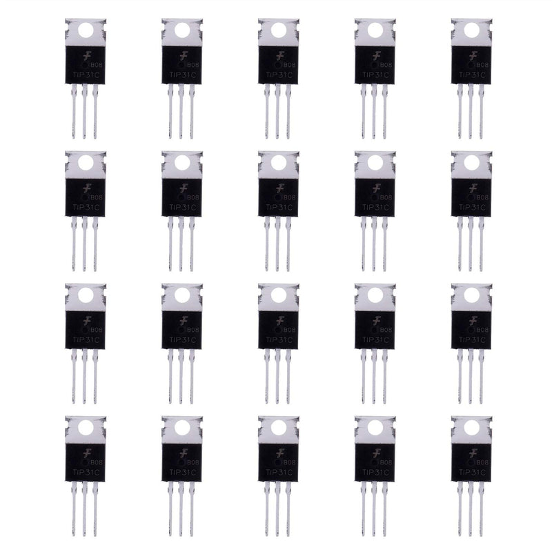 BOJACK TIP31C NPN 3 A 100 V Silicon Epitaxial Power Transistors TIP31 3 amp 100 Volt Darlington Transistors TO-220 (Pack of 20 Pcs)